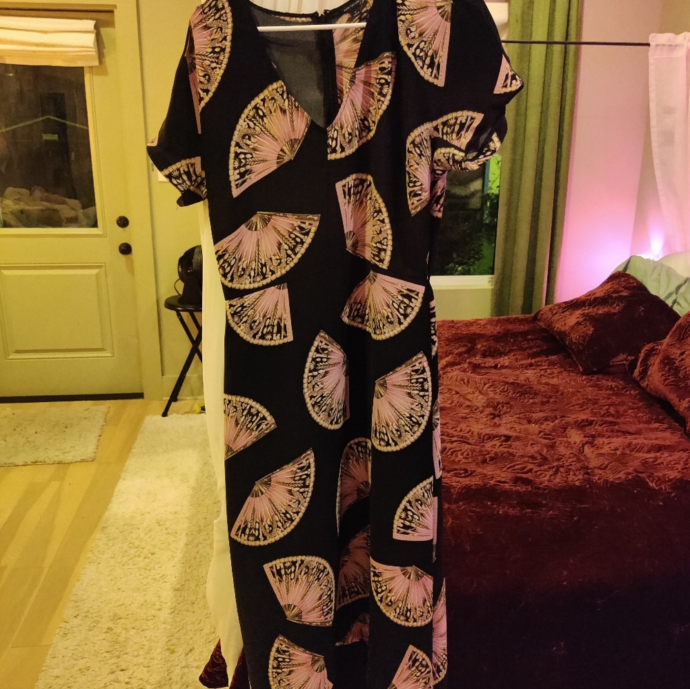 Ann Taylor Black and Pink Fan dress, size 14 - Picture 3 of 13